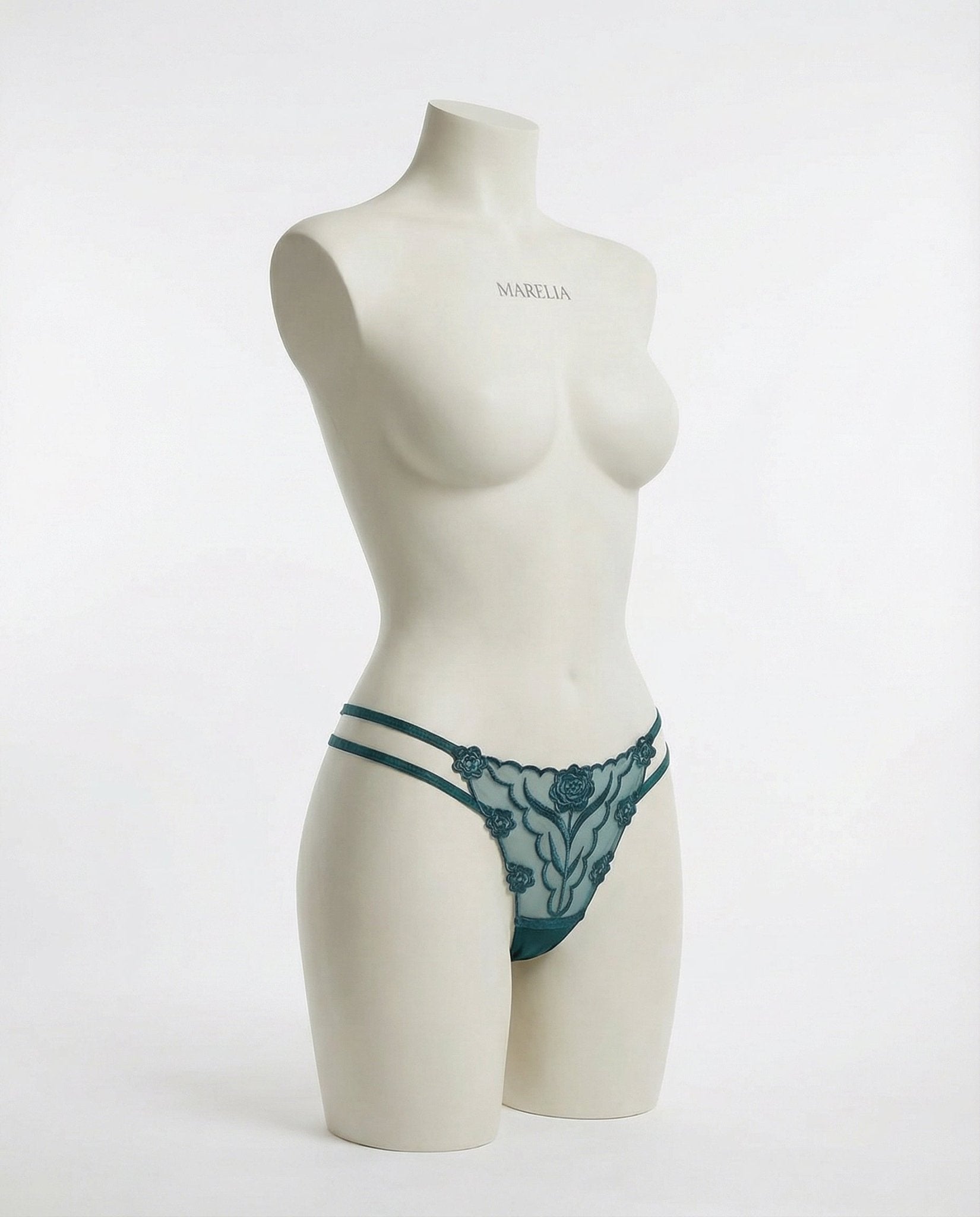 Green Lace Appliqué Strappy Waist Thong - Marelia