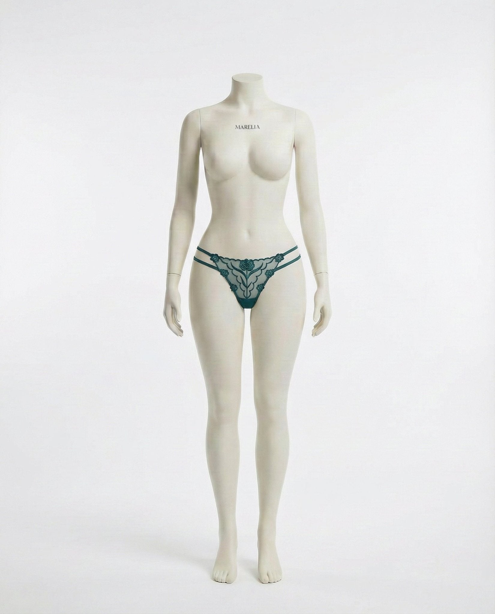 Green Lace Appliqué Strappy Waist Thong - Marelia