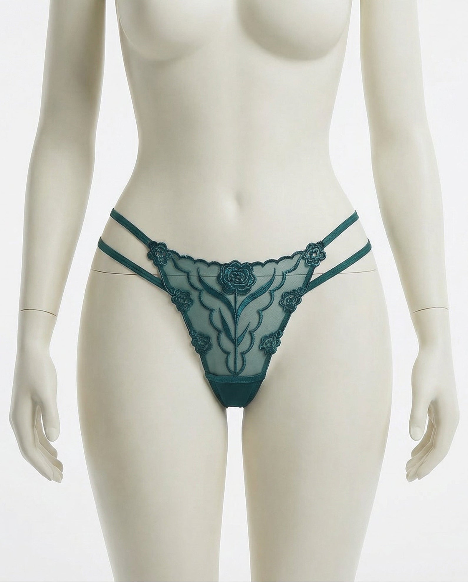 Lace Appliqué Strappy Waist Thong - Marelia