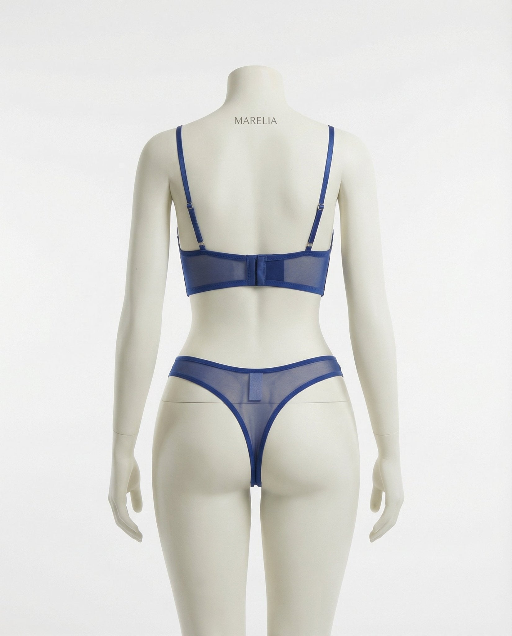 Navy Lace Bra And G-String Set - Marelia