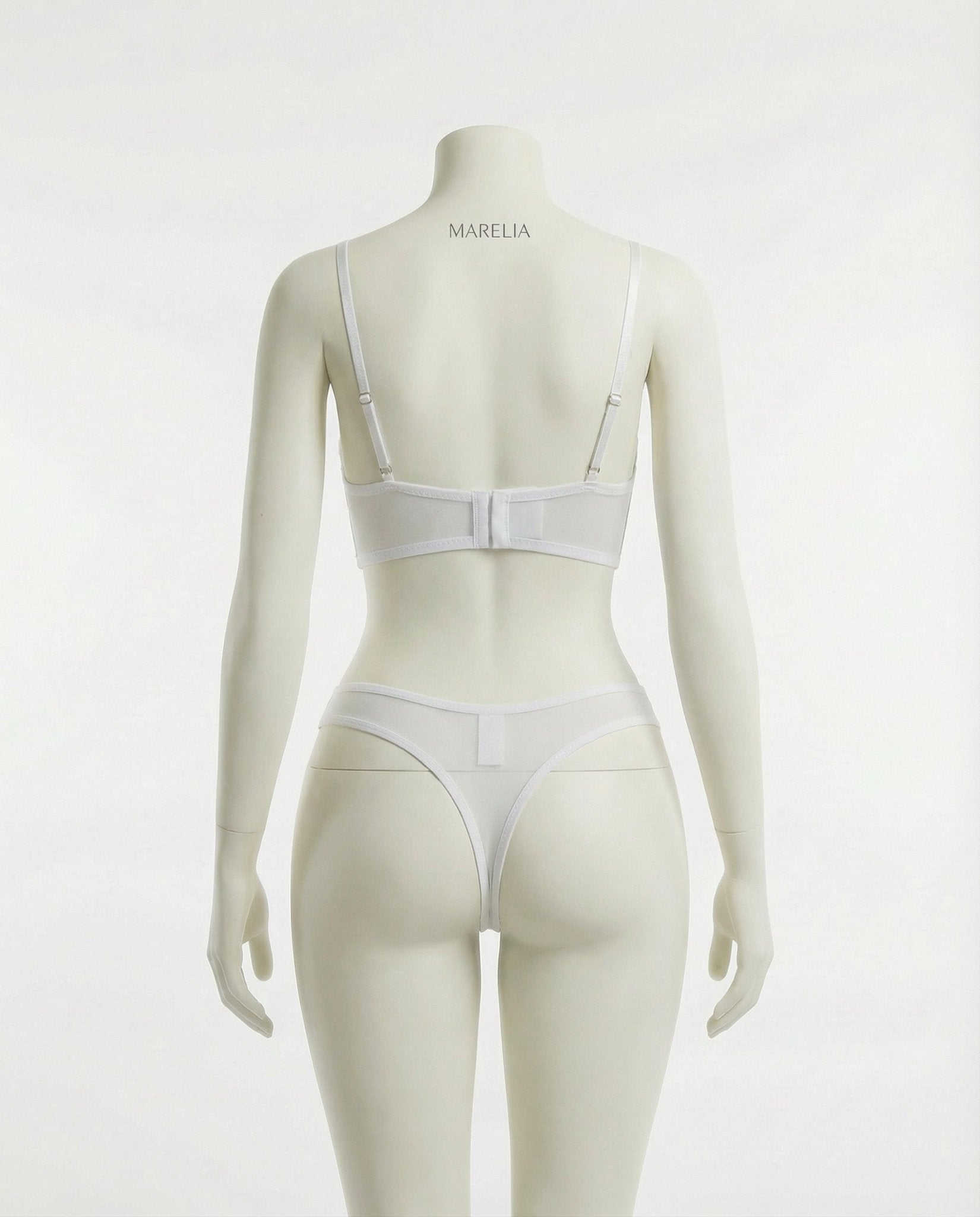 White Lace Bra And G-String Set - Marelia