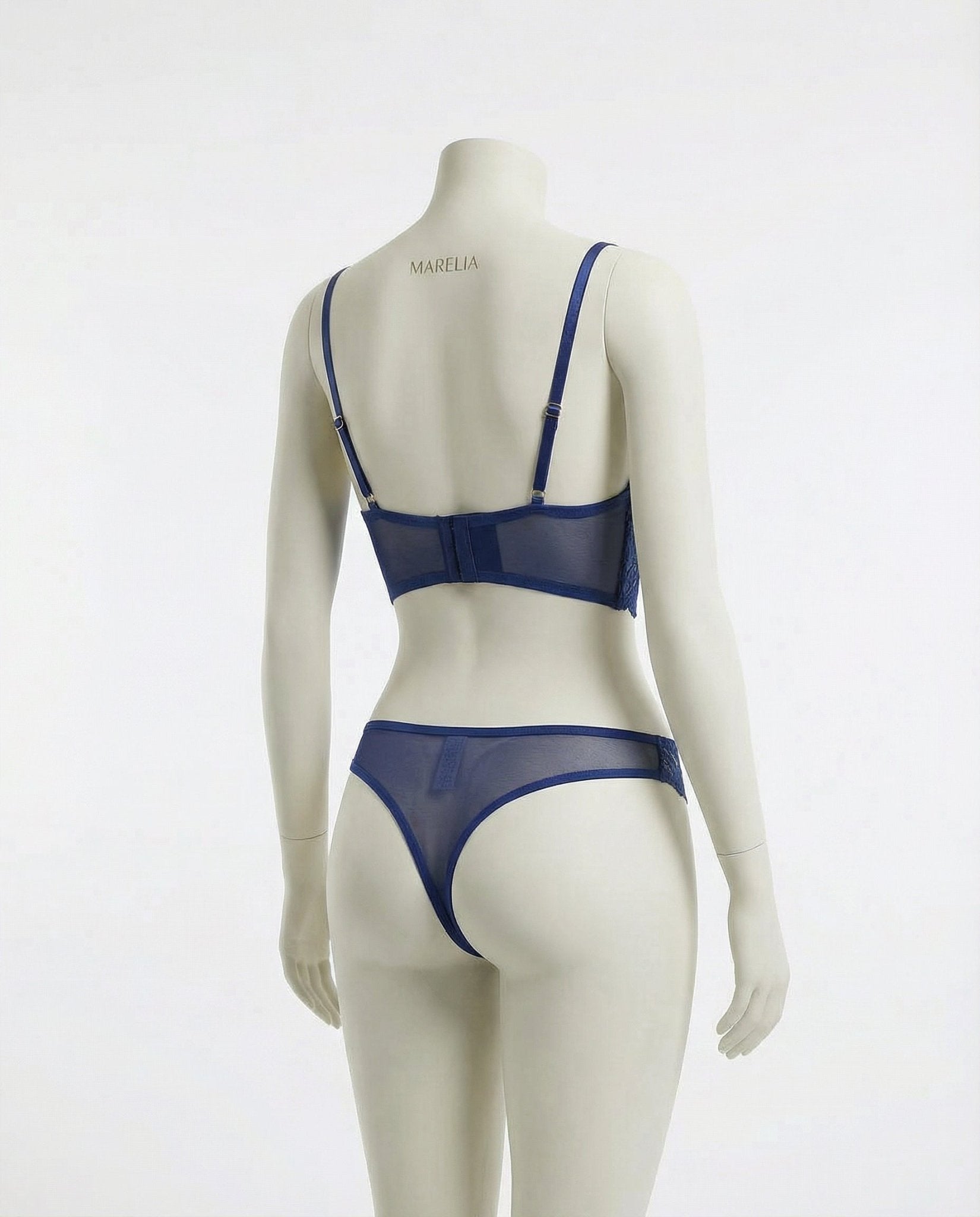Navy Lace Bra And G-String Set - Marelia
