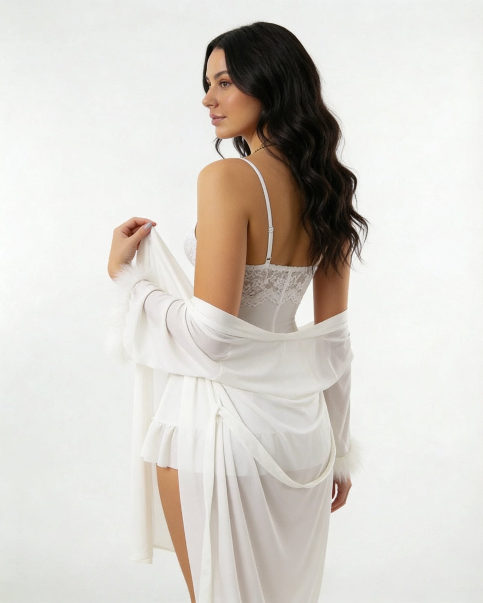 Lace Chemise and Robe Set — back 1