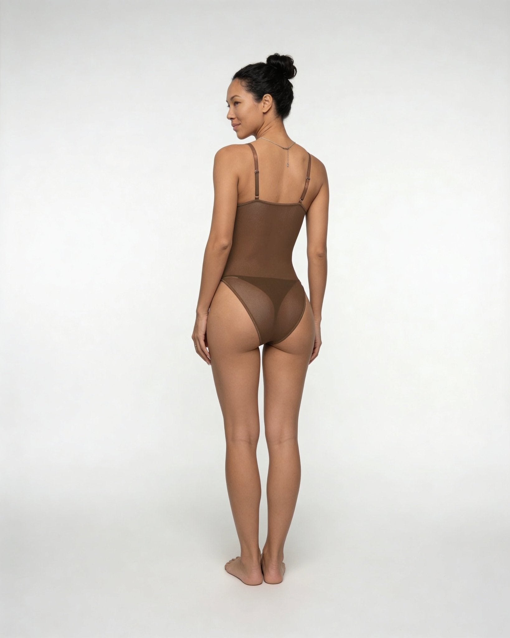 Brown Lace Corset Bodysuit With Underwired Cups - MARELIA