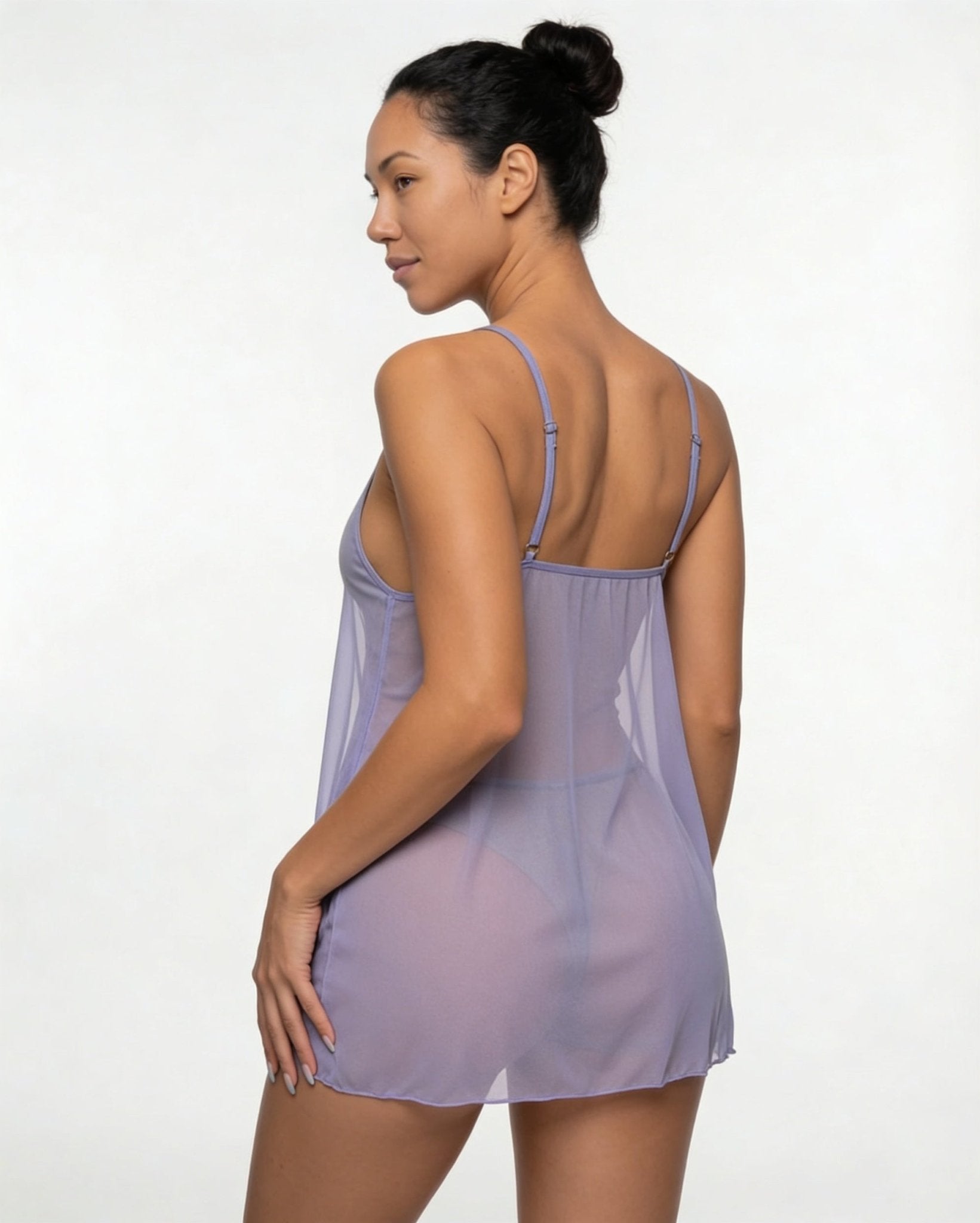 Lilac Lace Cup Babydoll and Thong Set - MARELIA