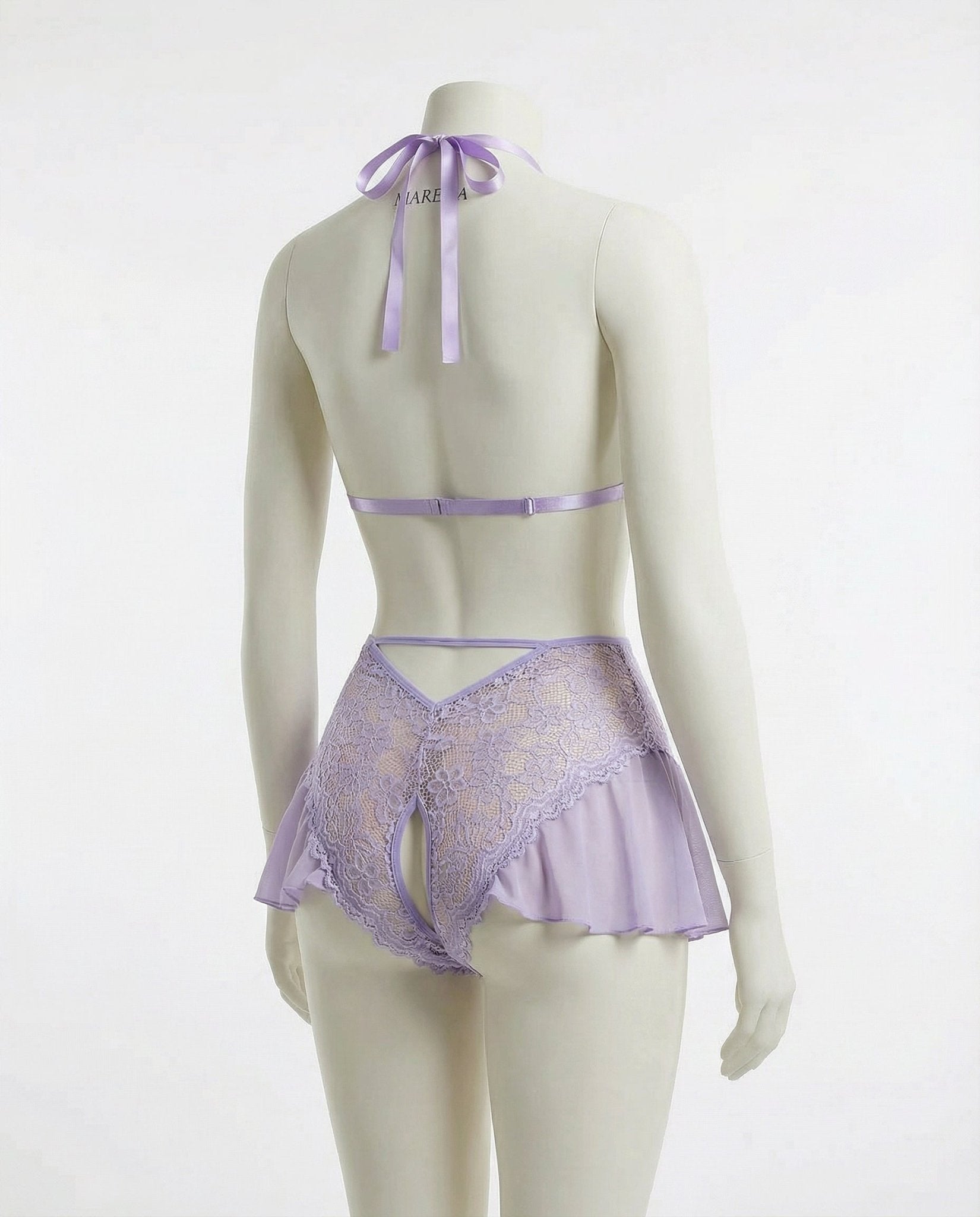 Lilac Marelia - Lace Halter Teddy With Ruffle Skirt