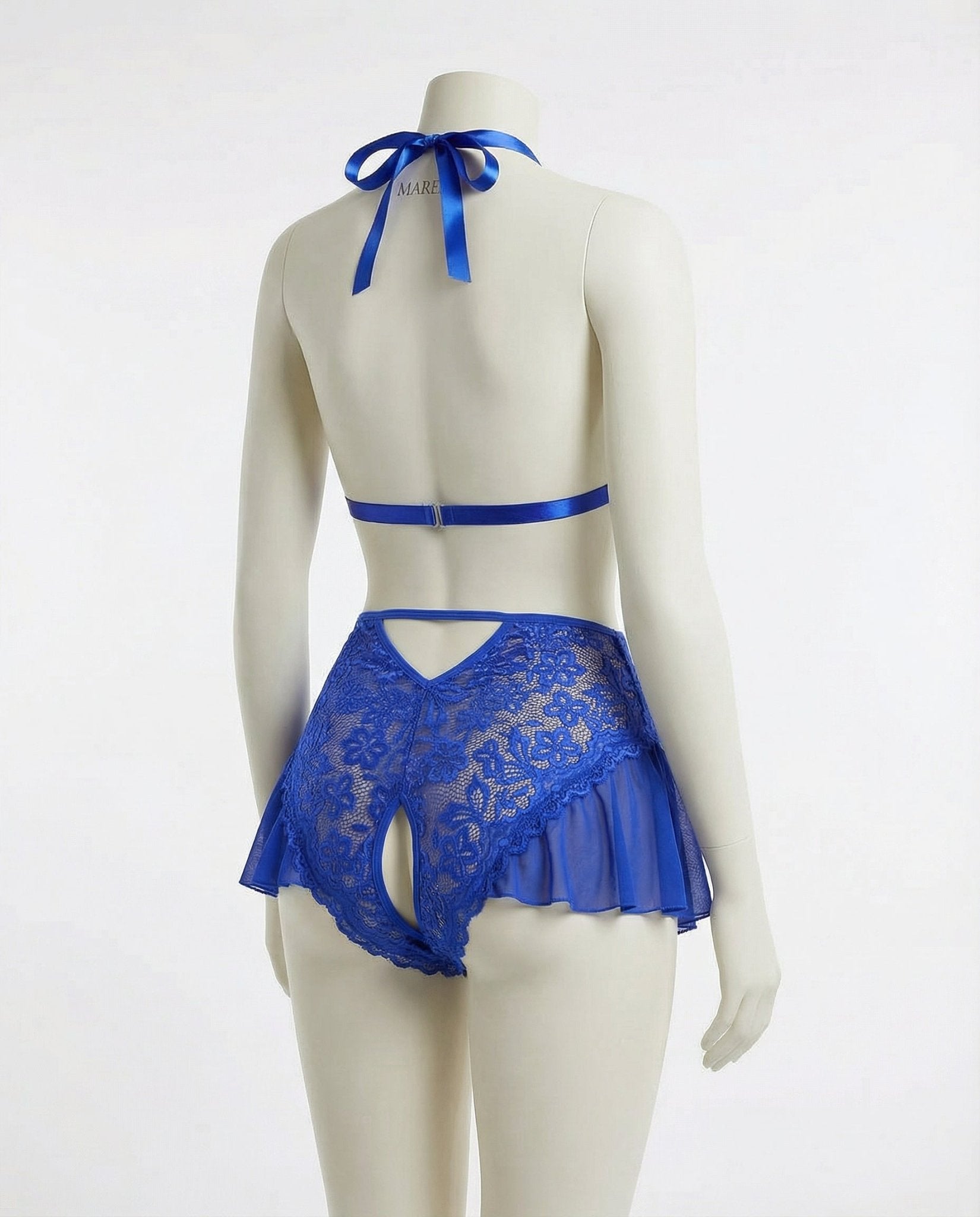 Blue Marelia - Lace Halter Teddy With Ruffle Skirt