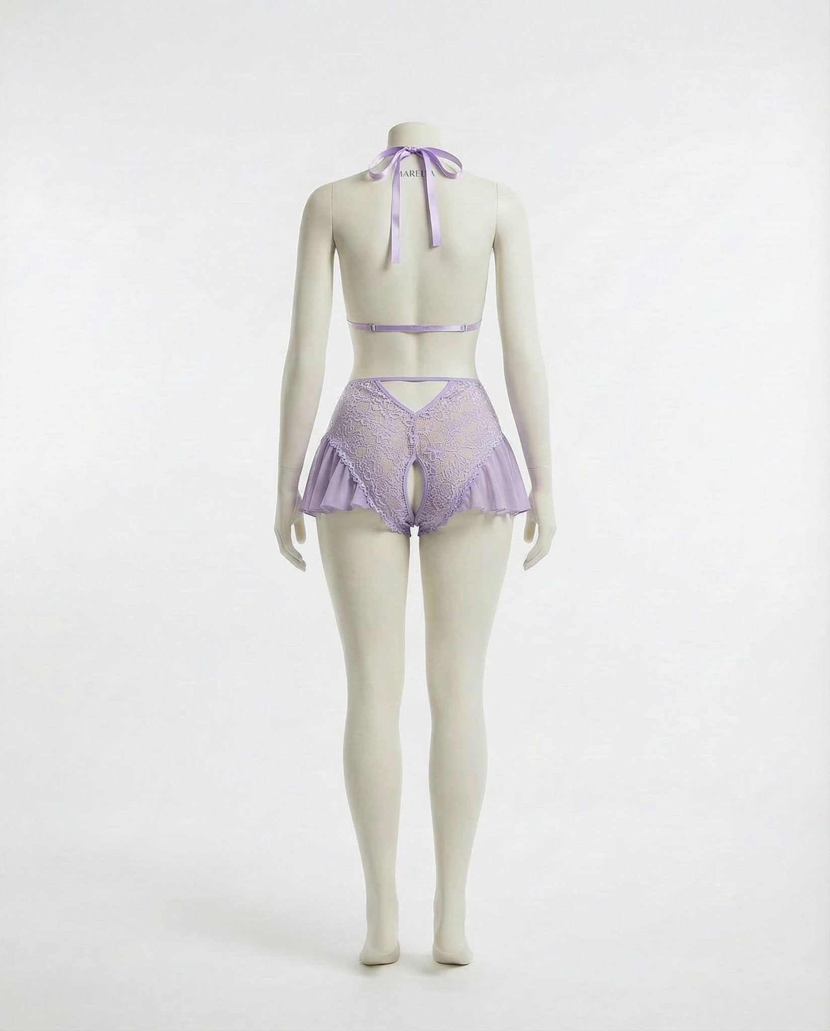 Lilac Marelia - Lace Halter Teddy With Ruffle Skirt