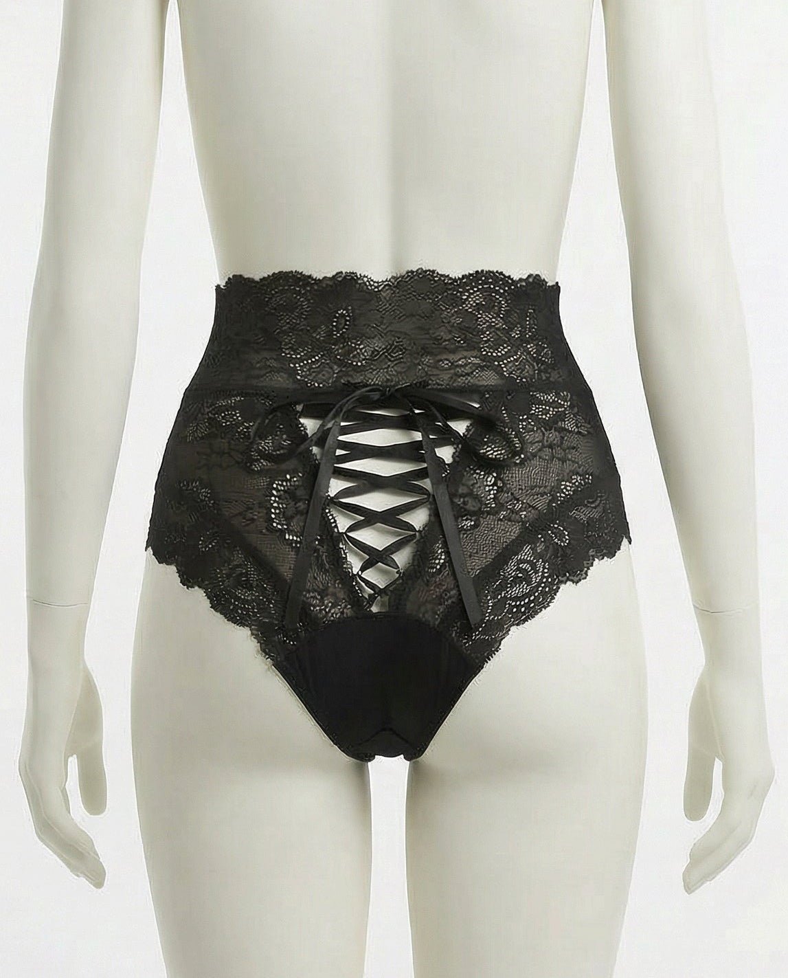 Lace High Waist Brief With Lace-Up Back - Marelia