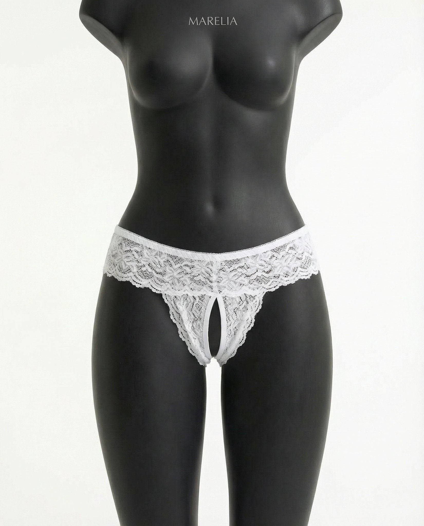 White Marelia - Lace Open Crotch Brief