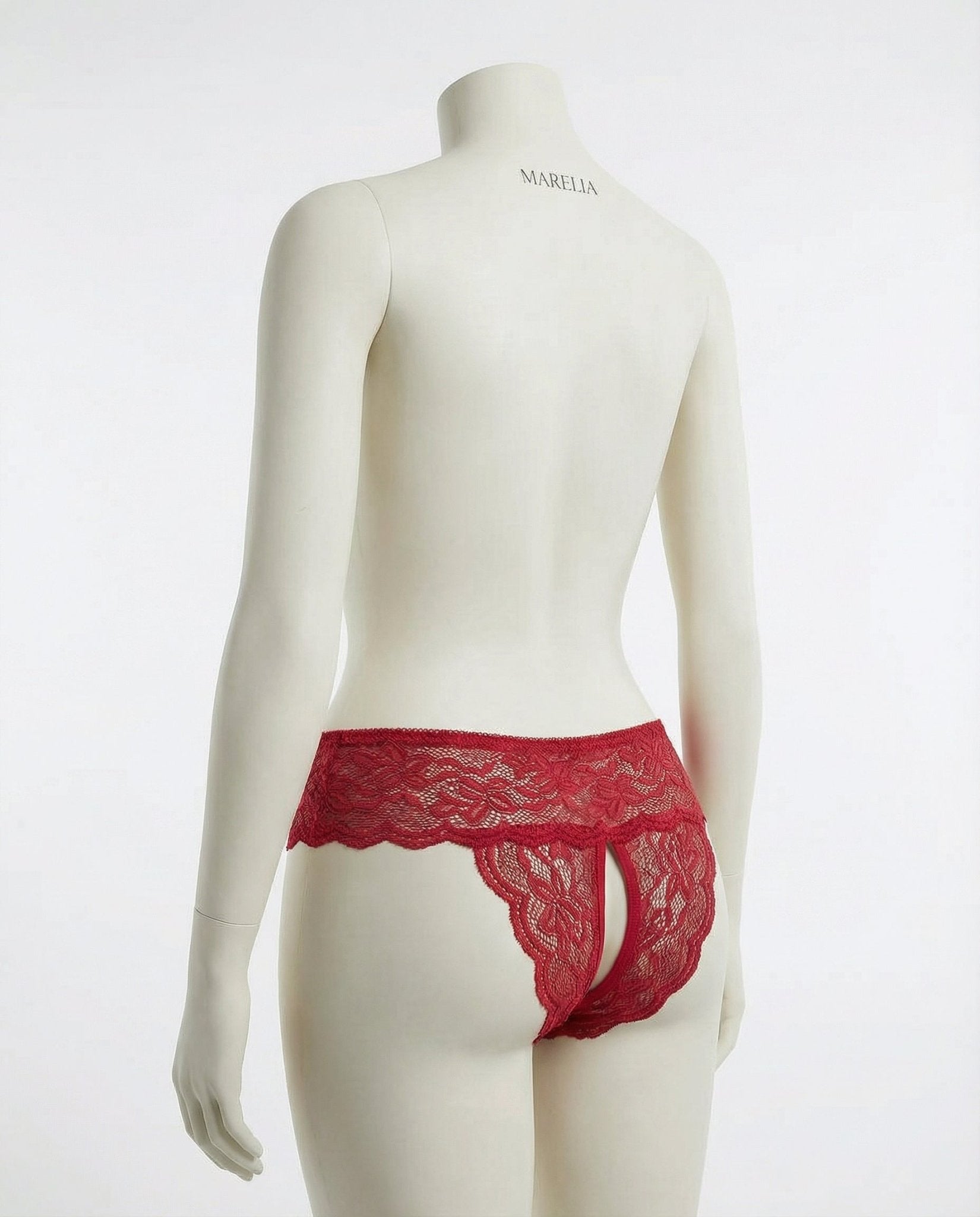 Burgundy Marelia - Lace Open Crotch Brief