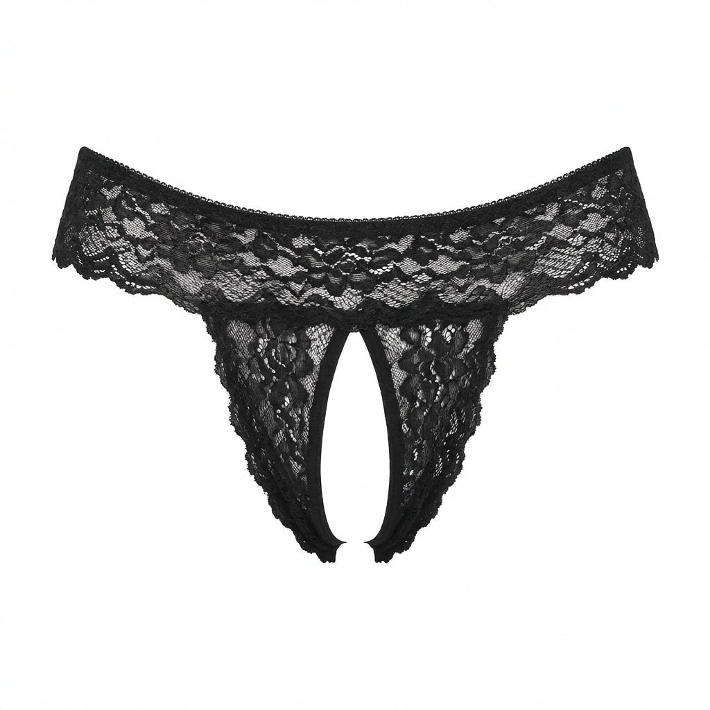 Black Marelia - Lace Open Crotch Brief