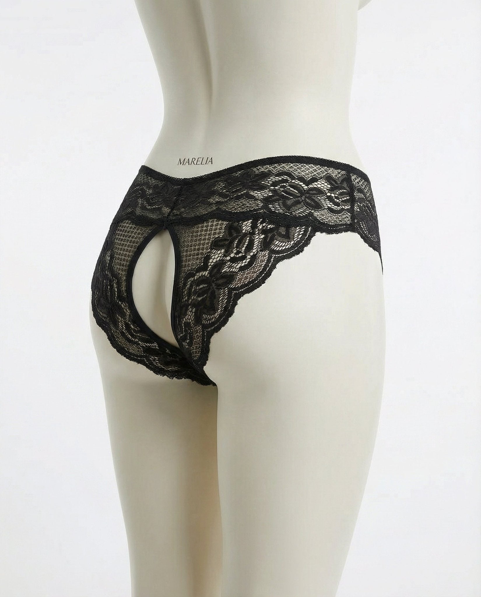 Black Marelia - Lace Open Crotch Brief