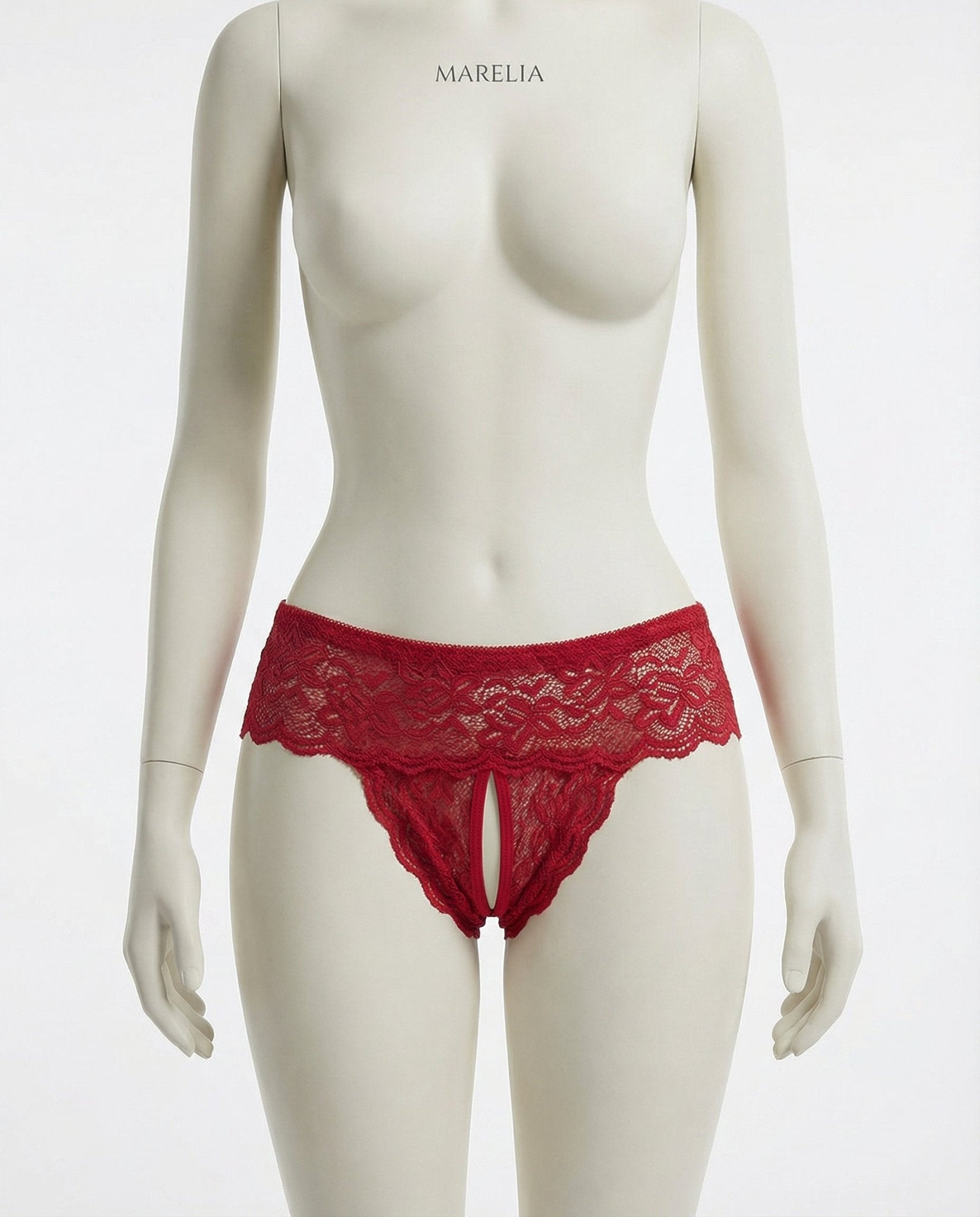 Burgundy Marelia - Lace Open Crotch Brief