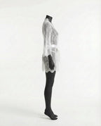 White Lace Robe With Satin Belt And G-String - Marelia