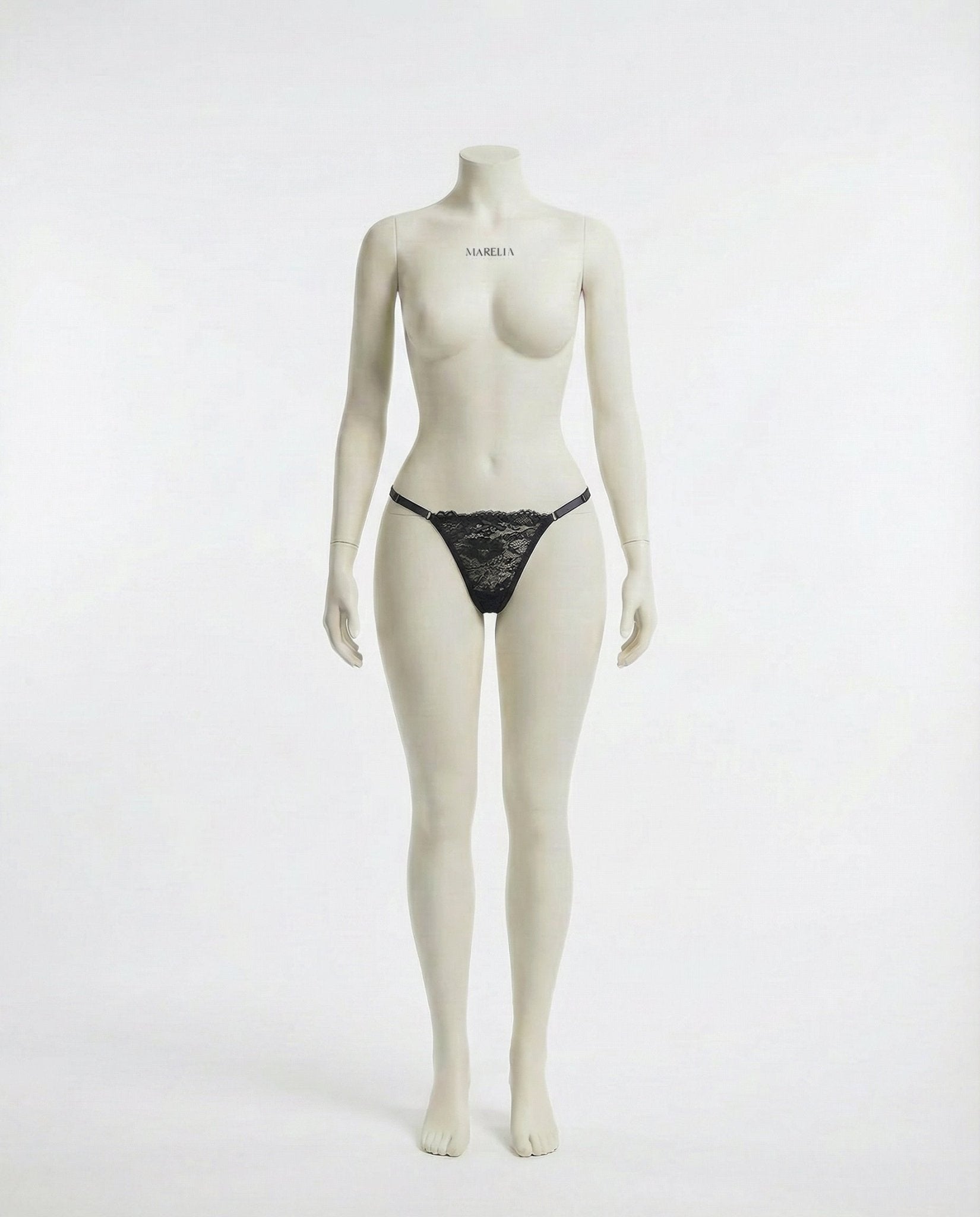 Black Lace Tie-Side G-String - Marelia