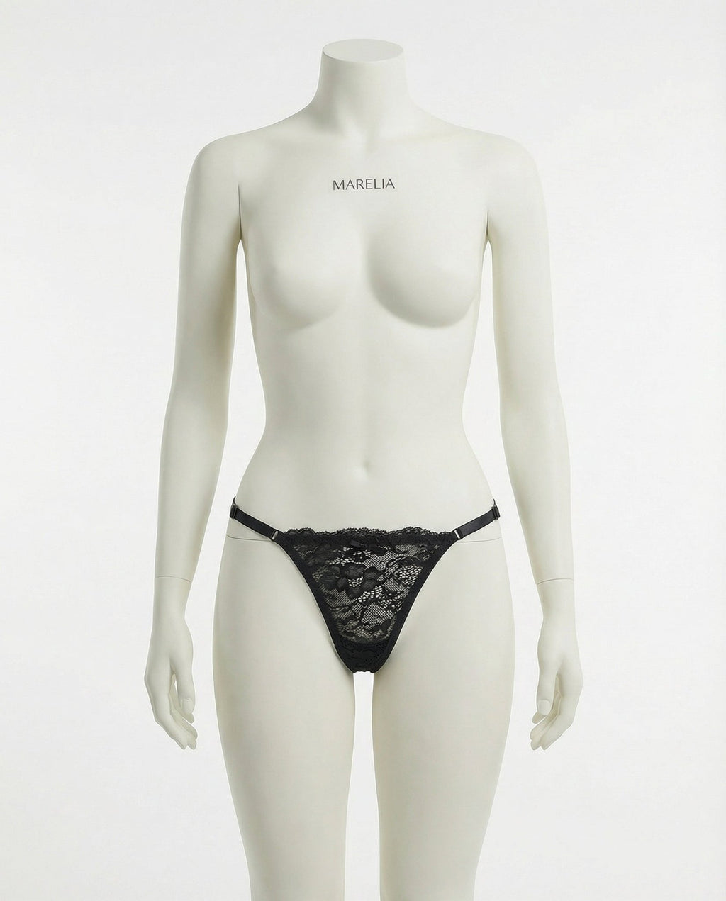 Black Lace Tie-Side G-String - Marelia