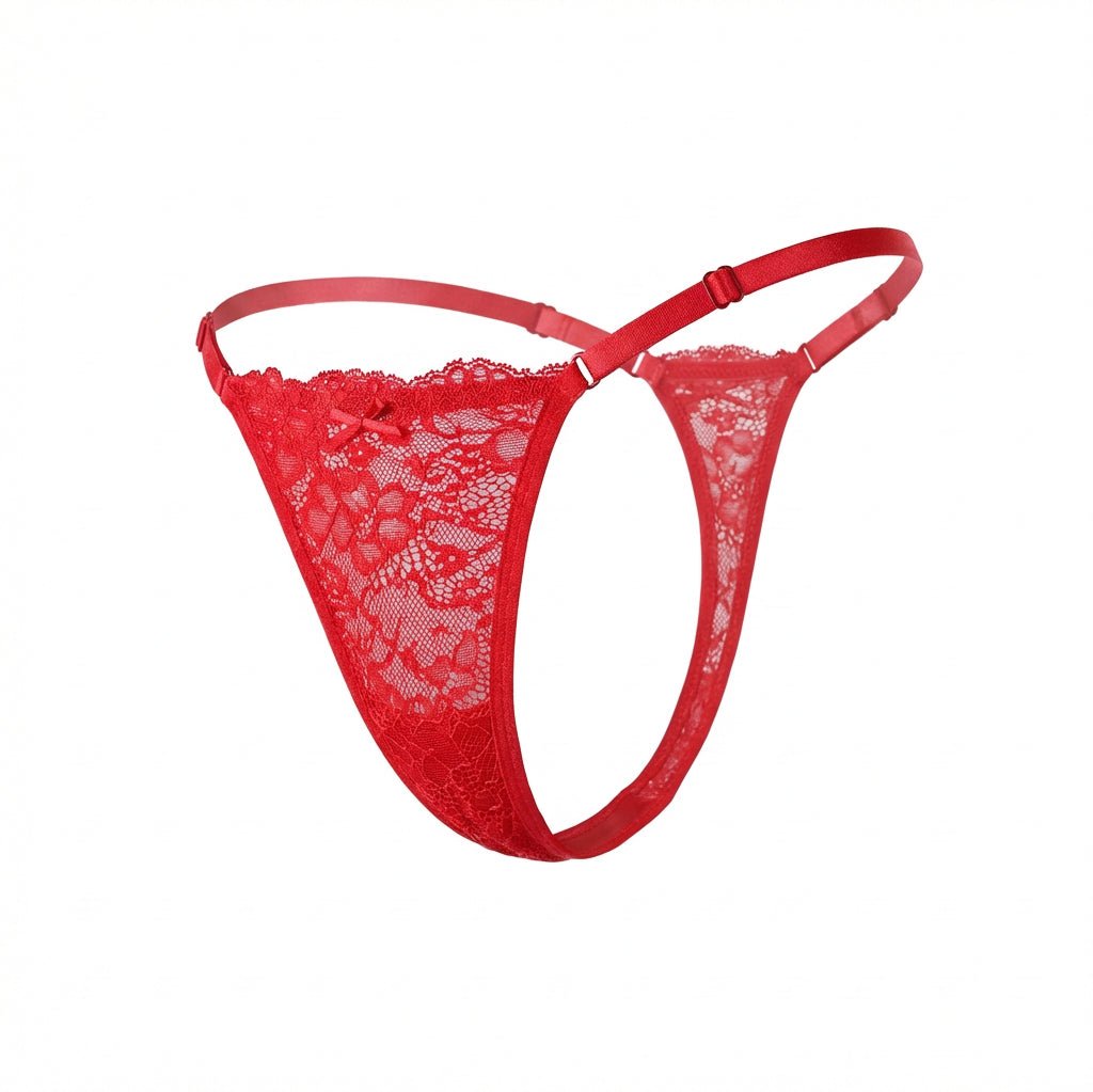 Red Lace Tie-Side G-String - Marelia