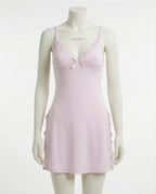Pink Lace Trim Chemise With High Side Slits - Marelia
