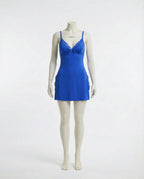 Blue Lace Trim Chemise With High Side Slits - Marelia