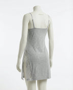 Grey Lace Trim Chemise With High Side Slits - Marelia