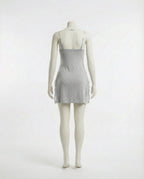 Grey Lace Trim Chemise With High Side Slits - Marelia