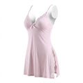 Pink Lace Trim Chemise With High Side Slits - Marelia