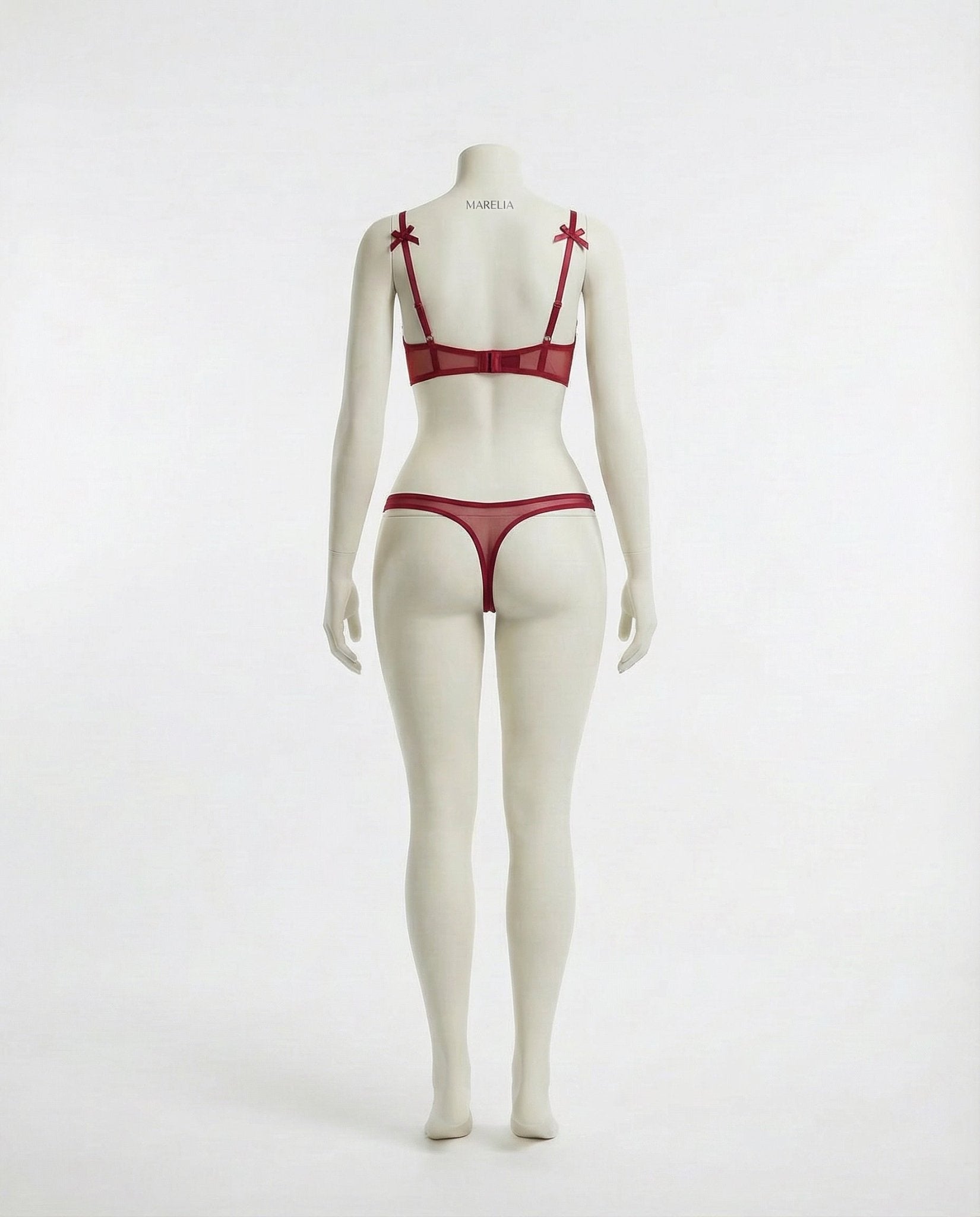 Burgundy Lace Underwire Bra And Thong Set - Marelia