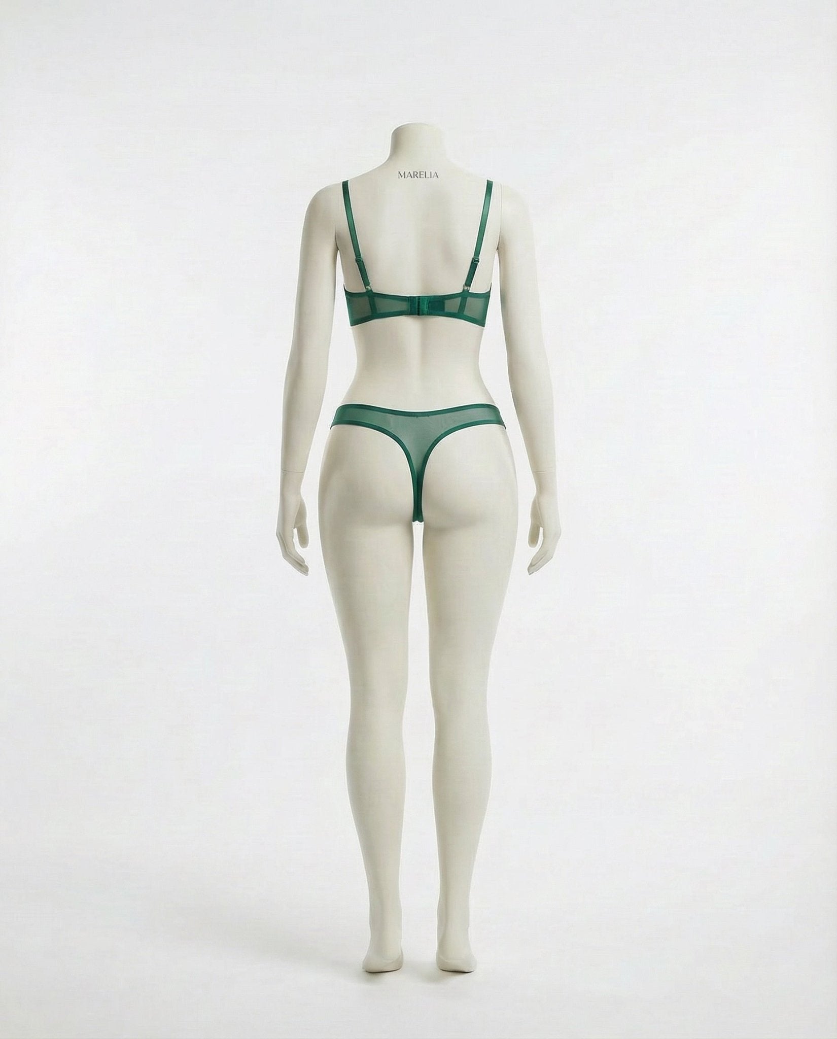Green Lace Underwire Bra And Thong Set - Marelia