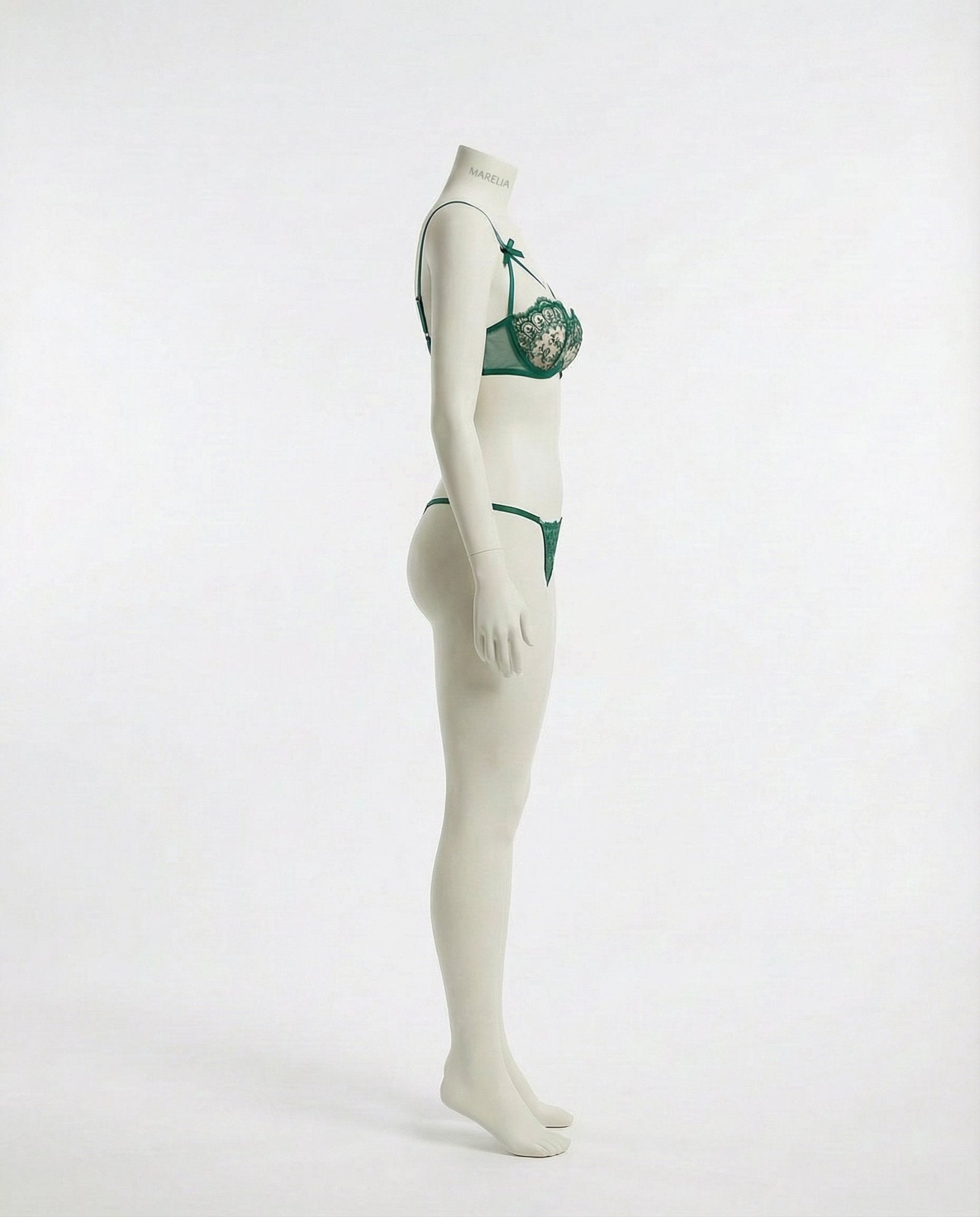 Green Lace Underwire Bra And Thong Set - Marelia