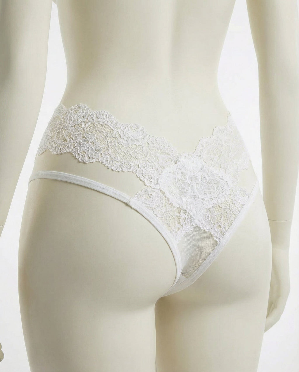 White Lace Waistband Brazilian Brief With Strappy Sides - Marelia