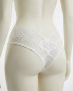 White Lace Waistband Brazilian Brief With Strappy Sides - Marelia