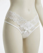 White Lace Waistband Brazilian Brief With Strappy Sides - Marelia
