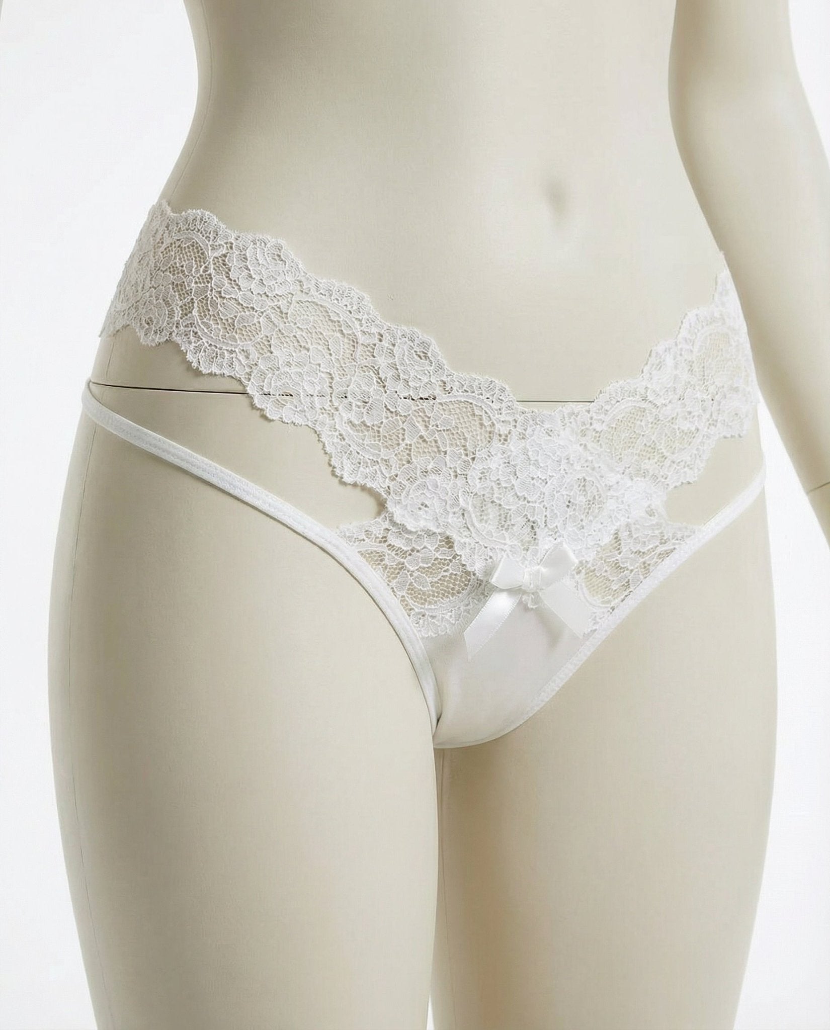 White Lace Waistband Brazilian Brief With Strappy Sides - Marelia