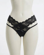 Black Lace Waistband Brazilian Brief With Strappy Sides - Marelia