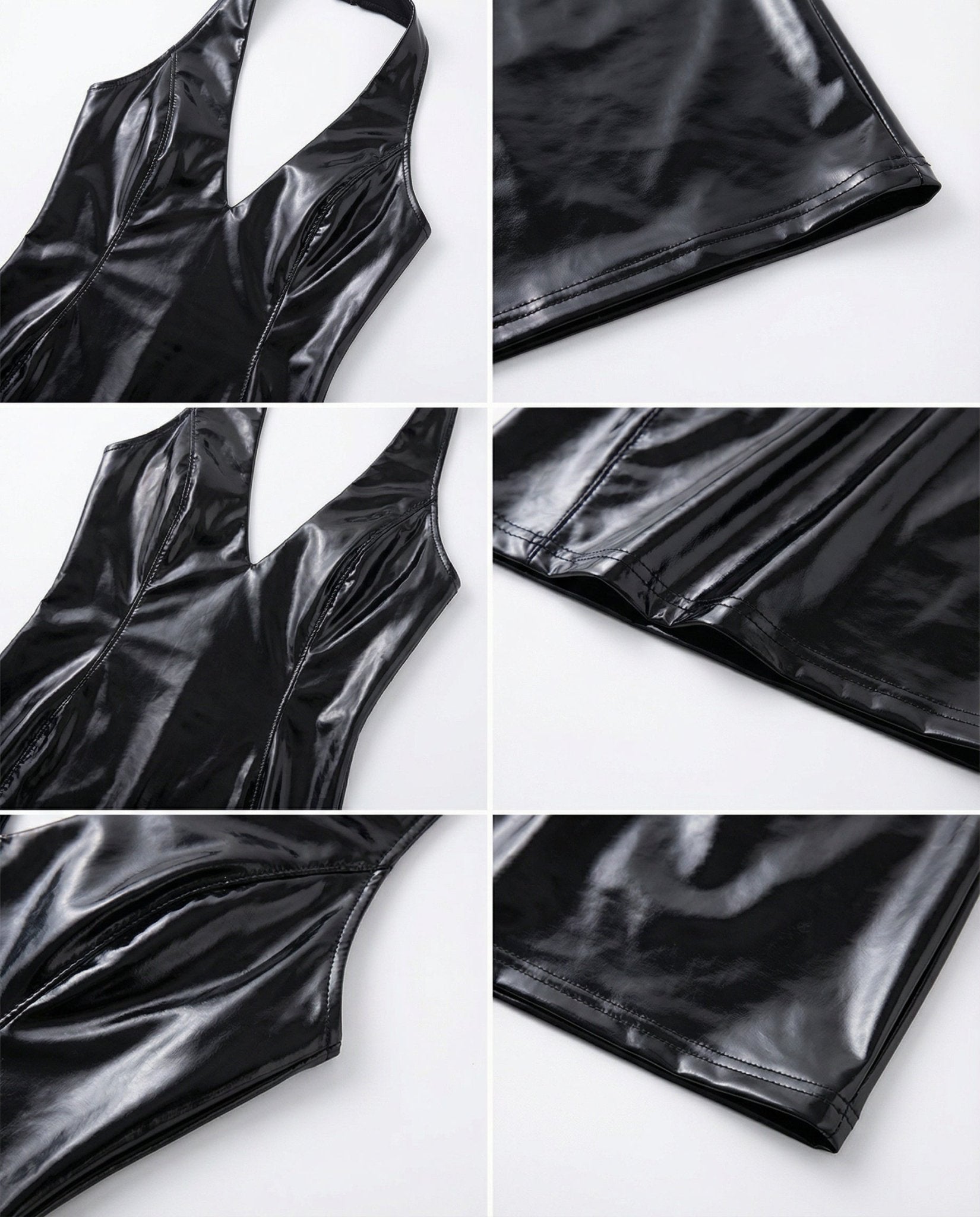 Latex Halter Neck Mini Dress - Marelia
