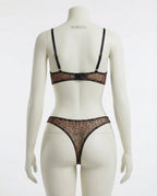 Leopard Print Mesh Bra And Thong Set - Marelia