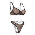 Leopard Print Mesh Bra And Thong Set - Marelia