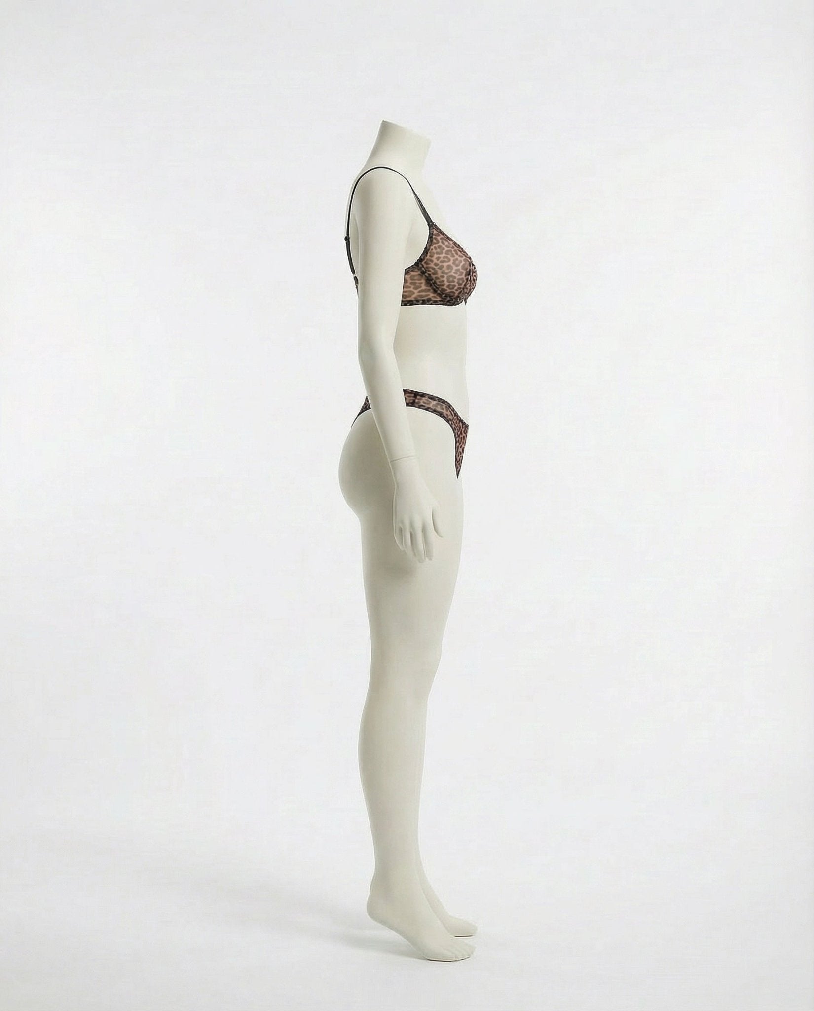 Leopard Print Mesh Bra And Thong Set - Marelia