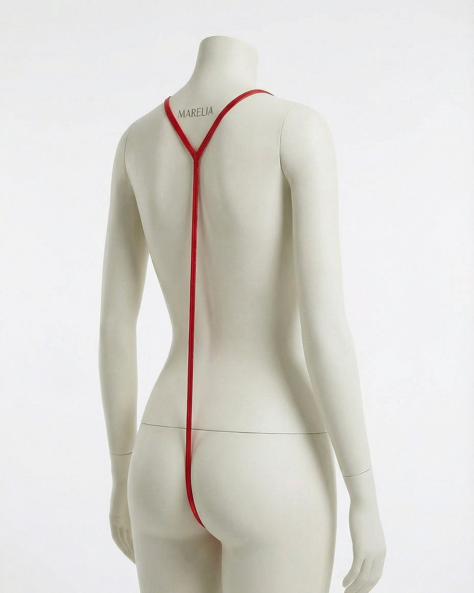 Red Metallic Open Cup Strappy Bodysuit - MARELIA