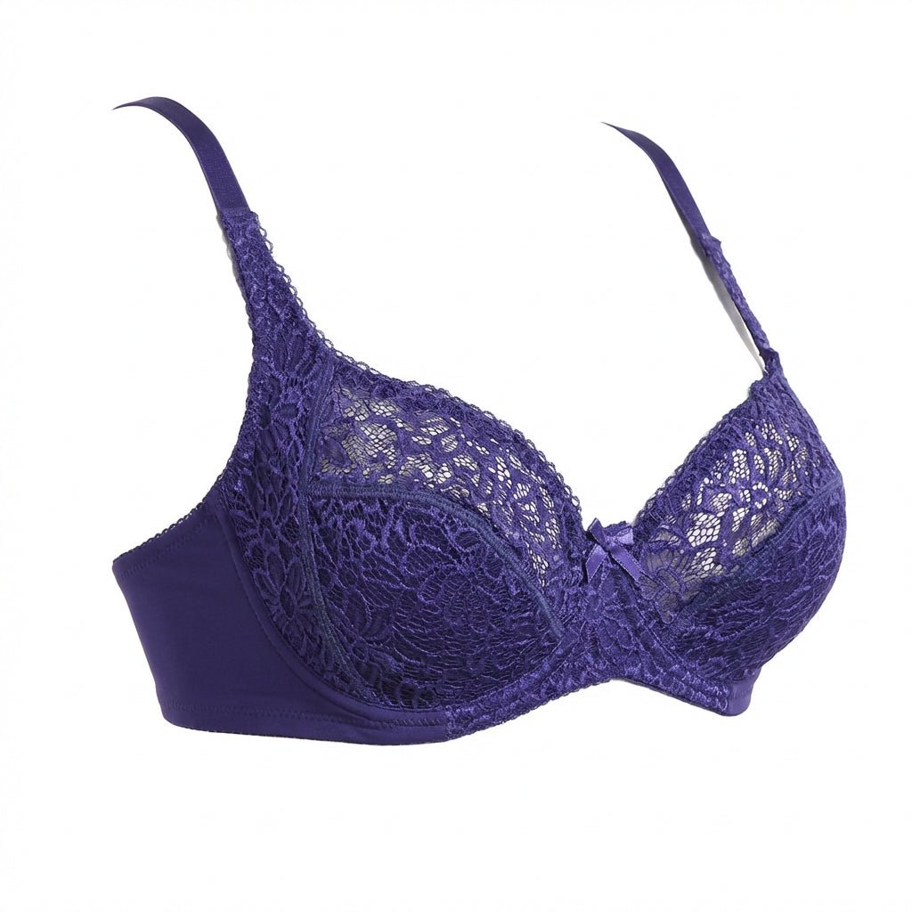 Purple Plus Size Lace Underwire Bra - Marelia
