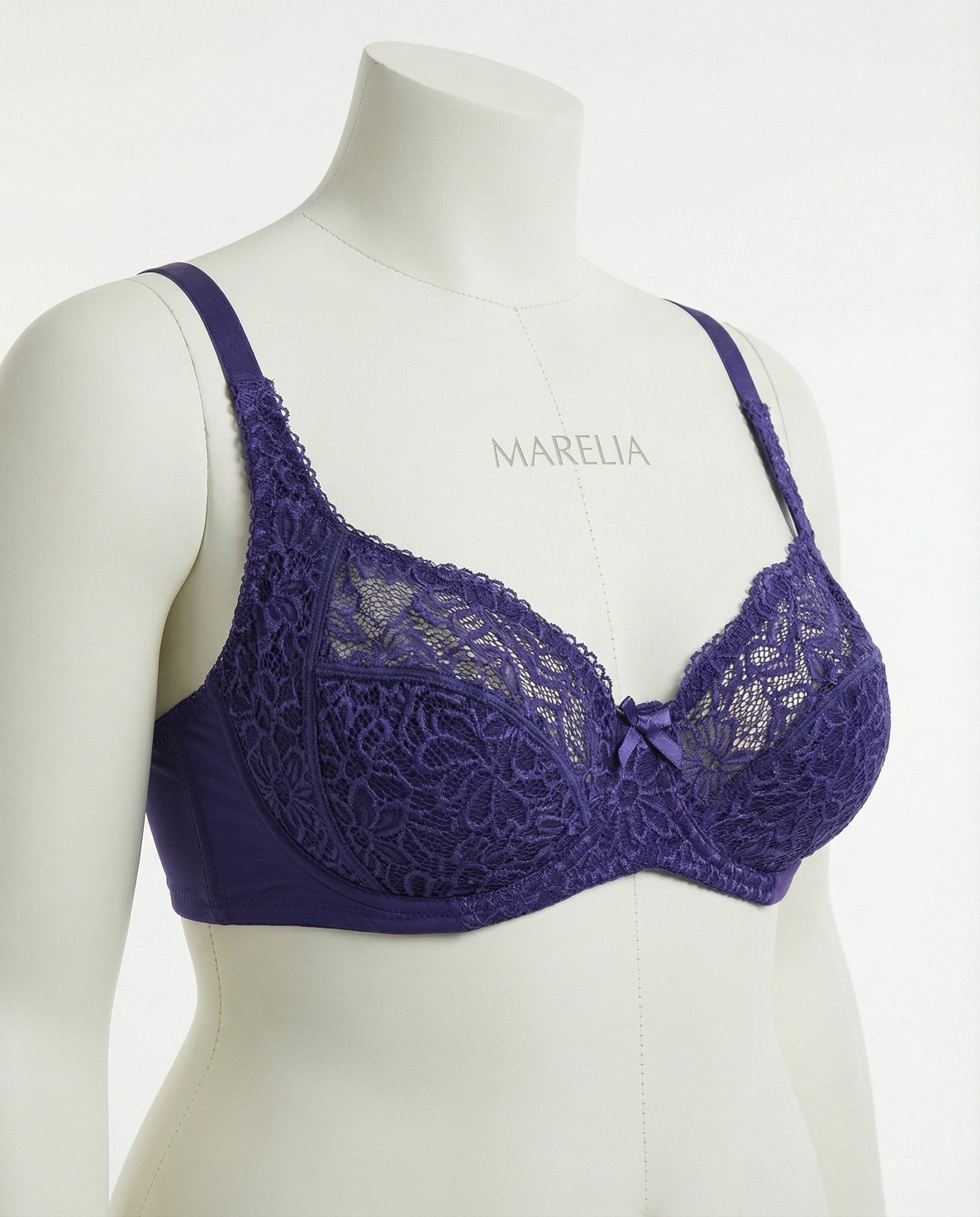 Purple Plus Size Lace Underwire Bra - Marelia