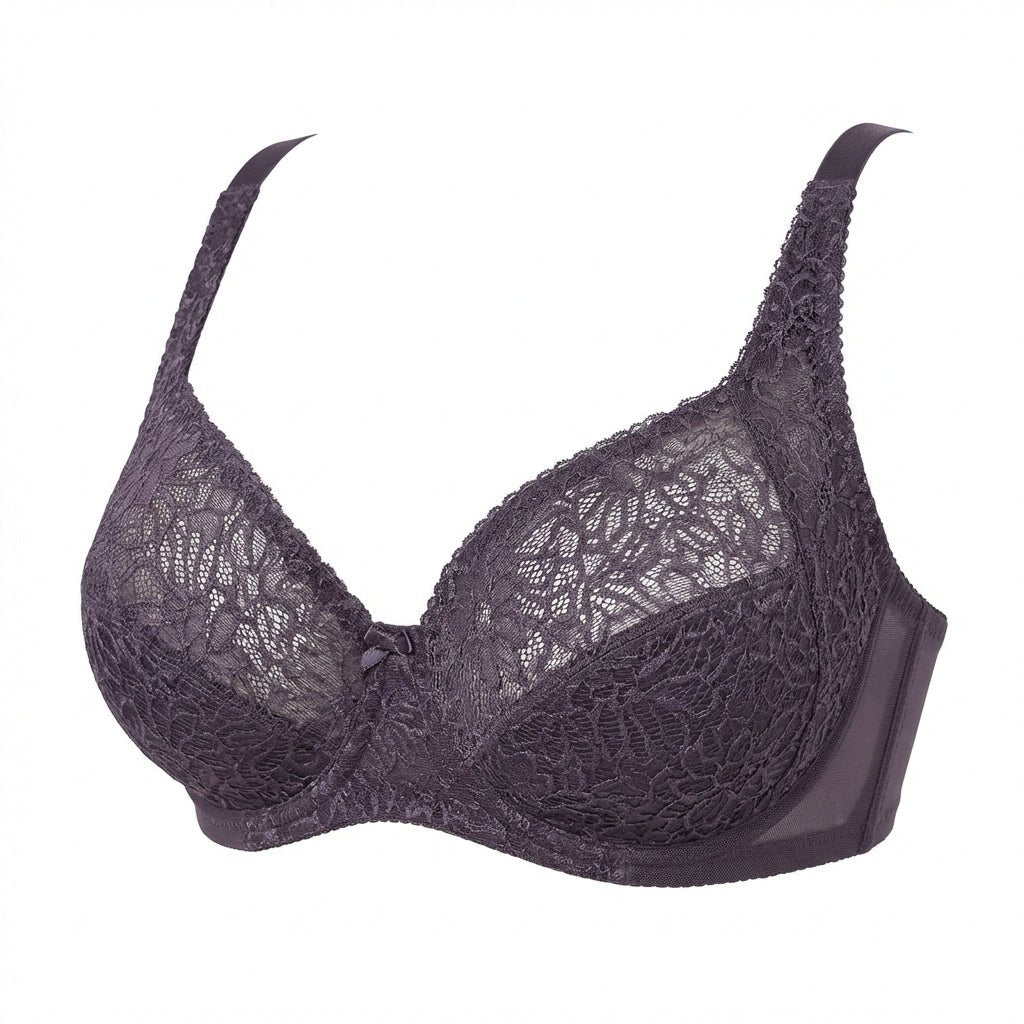Dark Purple Plus Size Lace Underwire Bra - Marelia
