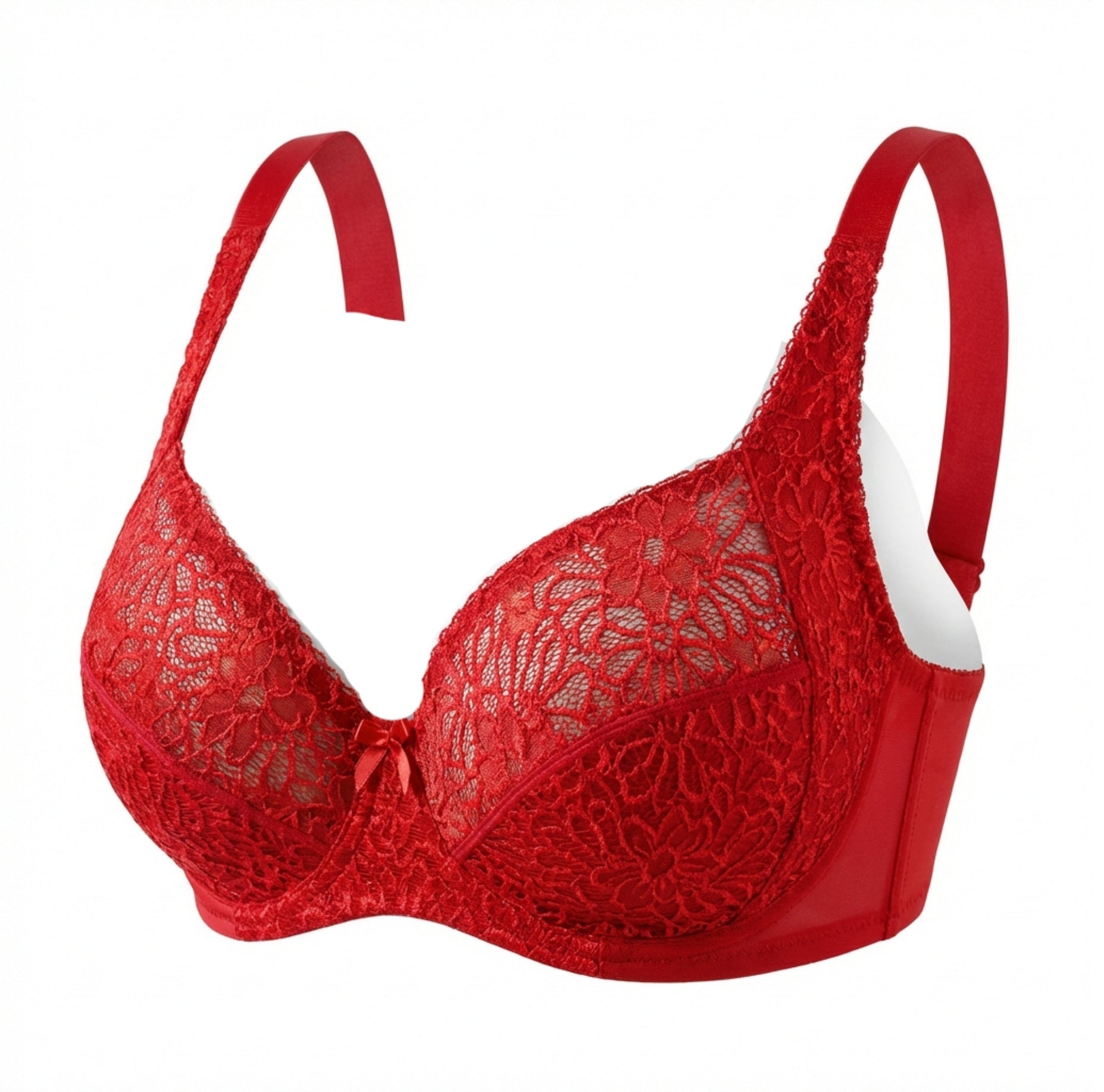 Red Plus Size Lace Underwire Bra - Marelia