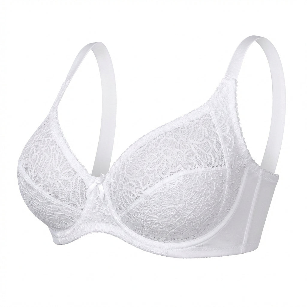 White Plus Size Lace Underwire Bra - Marelia