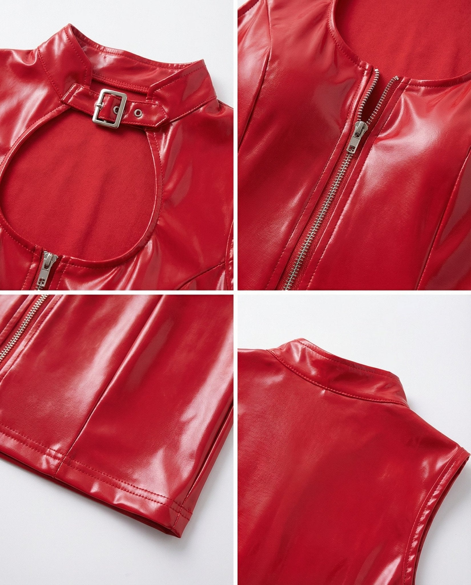 PVC High Neck Mini Dress With Front Zip - Marelia