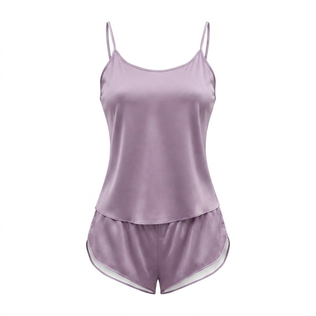 Lilac Satin Cami Short Pyjama Set - MARELIA