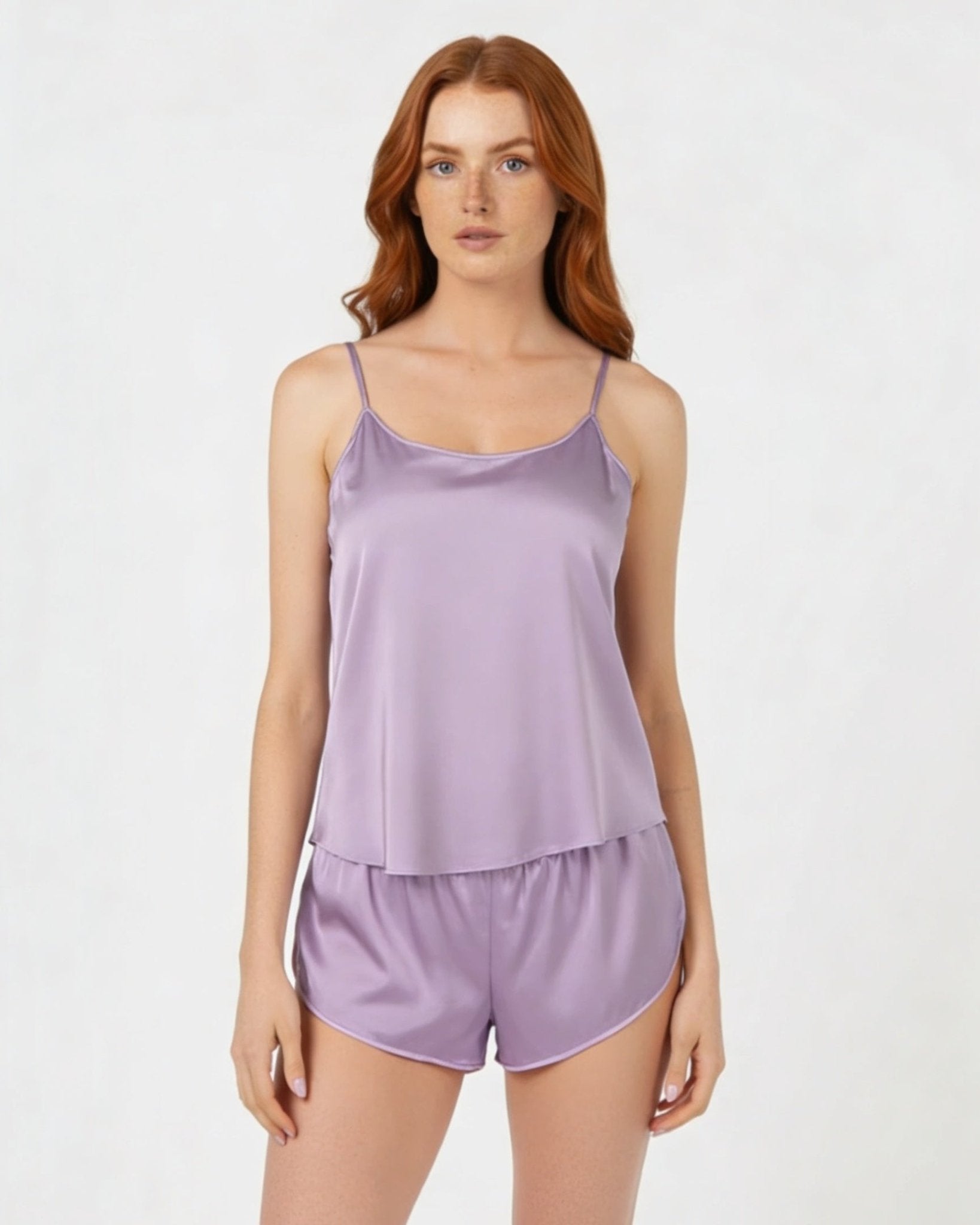Lilac Satin Cami Short Pyjama Set - MARELIA