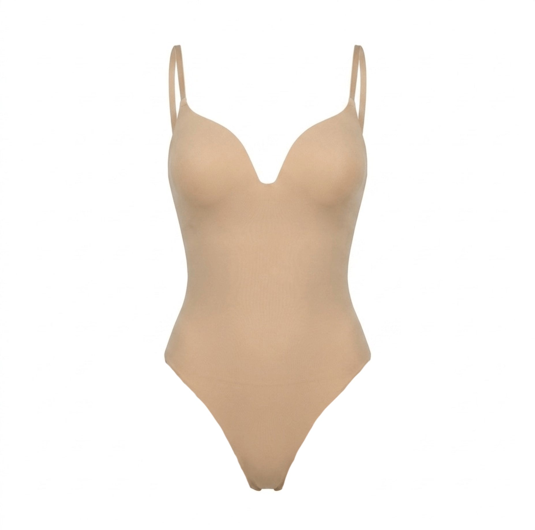 Nude Seamless Plunge Bodysuit - MARELIA