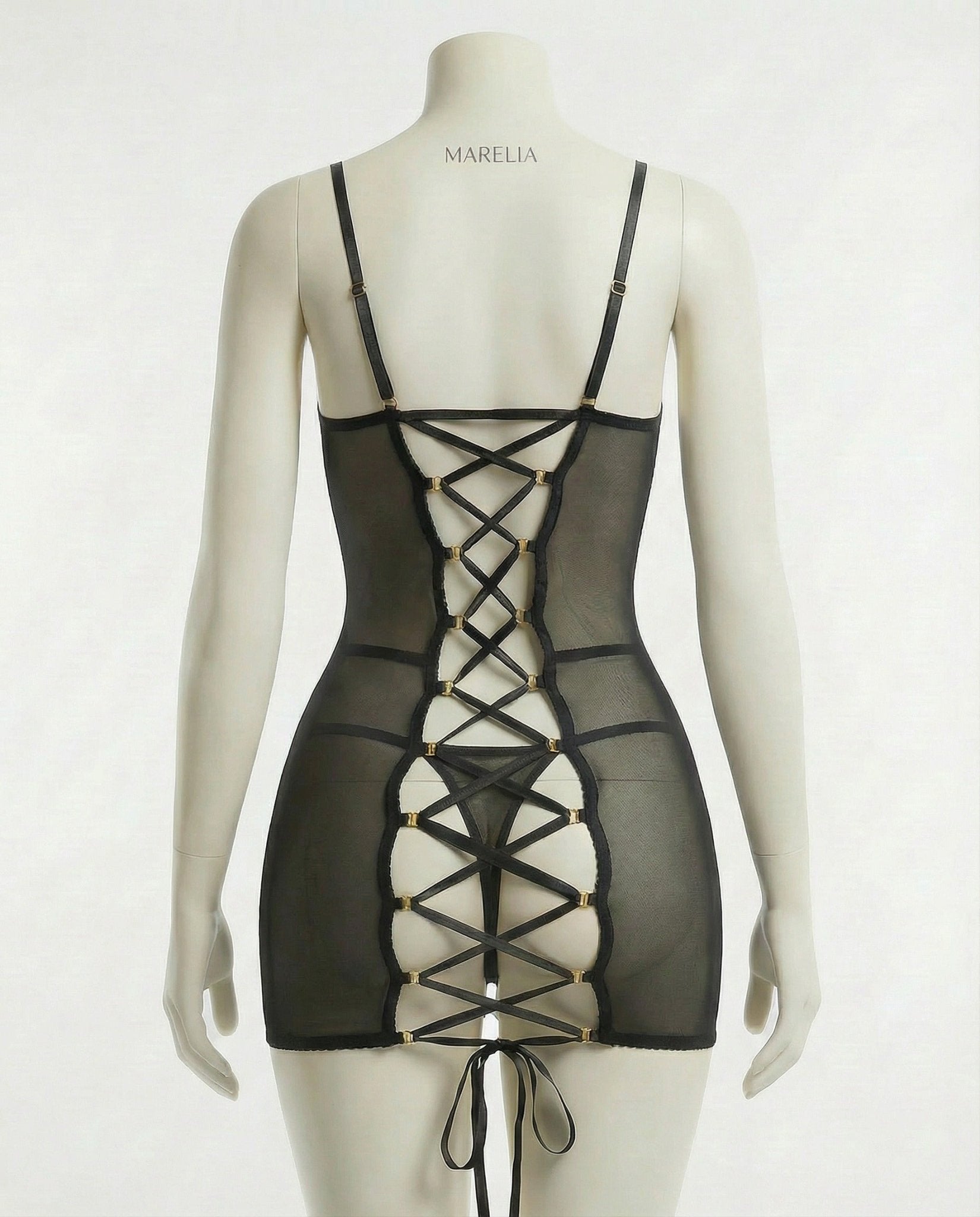 see through mesh chemise with thong